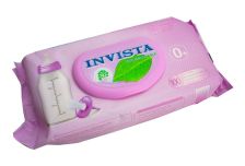 Салфетки влажные INVISTA (100шт) Для детей с первых дней жизни. Биоразлагаемые (10уп) клапан