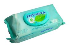 Салфетки влажные INVISTA (100шт) Антибактериальные. Биоразлагаемые (10уп) клапан