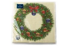 НГ Салфетки 33х33, 20 шт,3 сл. БОГЕТ (12 уп) НГ НОВОГОДНИЙ ВЕНОК 1