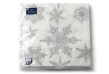 НГ Салфетки 33х33, 20 шт,3 сл. БОГЕТ (12 уп) НГ СНЕГОПАД СЕРЕБРО