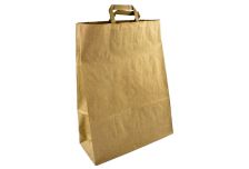 Пакет крафт с плоской ручкой б/п 320х200x370 бурый 70г (50/250шт) Тек-Пак