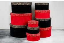 Набор подарочных коробок 1/10 КРУГЛЫЙ БАРХАТ С ЗОЛОТОЙ ПАУТИНКОЙ