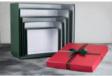 Набор подарочных коробок 1/5шт КВАДРАТ ЗЕЛЁНО-КРАСНЫЙ БОЛЬШОЙ