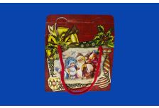 Подарочная упаковка 800г НГ  ОТКРЫТКА с тисн. веревочные ручки  (100шт)