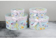 Набор подарочных коробок 1/4 КРУГЛЫЙ  НЕЖНОСТЬ С БАНТИКОМ