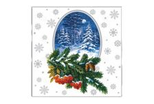 НГ Салфетки 33х33, 20 шт,3 сл. БОГЕТ (12 уп) НГ ЗИМНИЙ ЛЕС