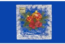 НГ Салфетки 33х33, 20 шт,3 сл. БОГЕТ (12 уп) НГ НОВОГОДНИЕ ШАРЫ НА СИНЕМ