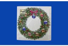 НГ Салфетки 33х33, 20 шт,3 сл. БОГЕТ (12 уп) НГ НОВОГОДНИЙ ВЕНОК