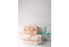 Набор подарочных коробок 1/3 ПРЯМОУГОЛЬНЫЙ  ПОЛУМЕСЯЦ И РОМБ С БОЛЬШИМ АТЛАСНЫМ БАНТОМ