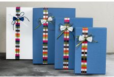 Набор подарочных коробок 1/3 Прямоуг. Однотонные с цветным полосатым бантом