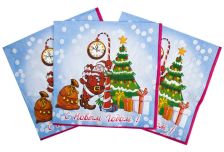 НГ Салфетки 33х33, 18 шт,3 сл. PLUSHE (34 уп) НГ САНТА