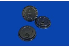 Крышка для стак. Л-ПАК  д.80мм (0,250л) черная (20уп х100шт) (2000шт)  с откидным пит.