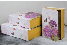 Набор подарочных коробок 1/3 шт ПРЯМОУГОЛ. КНИГА С ЦВЕТАМИ