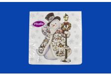 НГ Салфетки 33х33, 18 шт,3 сл. PLUSHE (34 уп) НГ СНЕГОВИК И СНЕЖИНКА