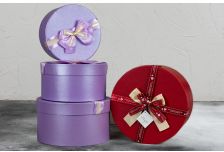 Набор подарочных коробок 1/3 шт КРУГ ОДНОТОН. С БАНТОМ