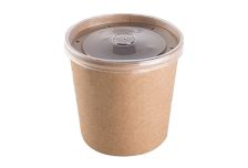 ДоЭко картонная емкость с крышкой (ПЛАСТИК) КРАФТ под суп ECO SOUP ECONOM 340мл 12С (25/250шт)