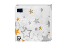НГ Салфетки 33х33, 20 шт,3 сл. Art Bouquet (12 уп) НГ НОВОГОДНИЕ ЗВЕЗДЫ НА БЕЛОМ