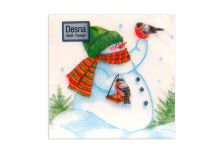 НГ Салфетки 25х25, 40 шт,1 сл. ДЕСНА (32 уп) НГ СНЕГОВИК И СНЕГИРИ