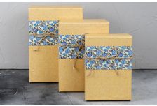 Набор подарочных коробок 1/3 Прямоугол.ПОД КРАФТ С ЦВЕТАМИ