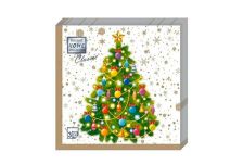 НГ Салфетки 33х33, 20 шт,3 сл. Art Bouquet (12 уп) НГ НОВОГОДНЯЯ ЕЛЬ НА БЕЛОМ