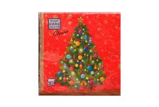 НГ Салфетки 33х33, 20 шт,3 сл. Art Bouquet (12 уп) НГ НОВОГОДНЯЯ ЕЛЬ НА КРАСНОМ