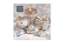 НГ Салфетки 33х33, 20 шт,3 сл. Art Bouquet (12 уп) НГ ПРАЗДНИЧНЫЙ НАТЮРМОРТ СЕРЕБРО