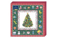 НГ Салфетки 33х33, 20 шт,3 сл. БОГЕТ (12 уп) НГ НОВОГОДНЯЯ СКАЗКА НА ЗЕЛЕНОМ