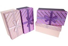 Набор подарочных коробок  (1уп х 4 шт)ПРЯМОУГ В ПОЛОСКУ С БАНТОМ