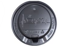 Крышка для стак. Бумажн.  д.80мм (0,250л)  рисунок черная (10уп х100шт)  (1000шт) с откидным пит.