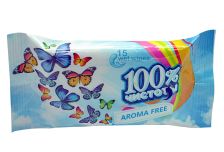 Салфетки влажные Озон/100%Чистоты (15шт) Без запаха (160уп)