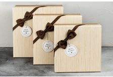 Набор подарочных коробок 1/3 КВАДРАТ ОДНОТОНКА С БАНТОМ В УГЛУ