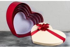 Набор подарочных коробок 1/4шт  СЕРДЦЕ БОЛЬШОЕ РОЗОВОЕ/КРАСНОЕ