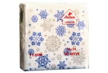 НГ Салфетки 24х24, 50 шт,1 сл. ЛИЛИЯ (72 уп) НГ СНЕЖИНКИ