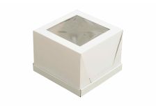 Короб картонный д/тортов с окном 200х200х220 CUBE BOX белый (50шт)