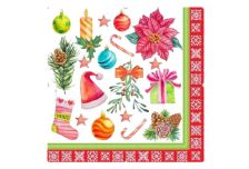 НГ Салфетки 33х33, 15 шт,2 сл. PLUSHE (30 уп) НГ РОЖДЕСТВЕНСКИЙ МИКС