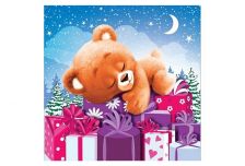 НГ Салфетки 33х33, 15 шт,2 сл. PLUSHE (30 уп) НГ МИШКА НА ГОРЕ ПОДАРКОВ