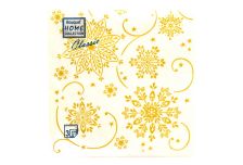 НГ Салфетки 33х33, 20 шт,3 сл. БОГЕТ (12 уп) НГ ВОЛШЕБНЫЕ СНЕЖИНКИ ЗОЛОТО НА БЕЛОМ