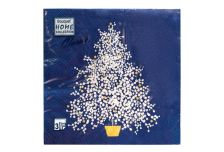 НГ Салфетки 33х33, 20 шт,3 сл. БОГЕТ (12 уп) НГ ЕЛЬ СЕРЕБРО НА СИНЕМ