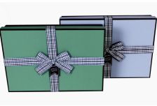 Набор подарочных коробок 1ШТ ЗЕЛЕН/СЕРАЯ С КЛЕТЧАТЫМ БАНТОМ