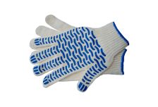 Перчатки ХБ 5-ти нит. с ПВХ волна 10 класс белые (300пар) ЛТ