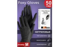 Перчатки Foxy Gloves черные  нитриловые M 1/ 50 пар 1/10 в кор ДД