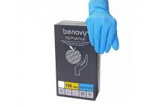 Перчатки BENOVY СИНИЕ (100пар) 100% нитрил размер XS (бенови) 1/10 в кор