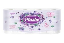 Туалетная бумага PLUSHE Delux Light 3-х сл. 15м (8рул)  Сирень  (8уп)