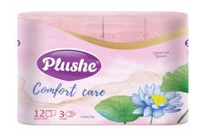 Туалетная бумага PLUSHE(ПЛЮШЕ) Comfort Сare 3-х сл. 16м (12рул) Розовая (12уп) ЮГ