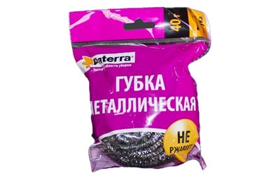 Губка металлическая для мытья посуды ГОРНИЦА/PATERRA (патерра) 40гр СПИРАЛЬ оцинкованная  (100шт) 11713
