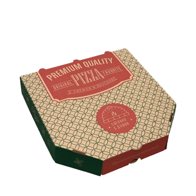Короб под пиццу цельный гофрокартон Е 350х350 бурый с печатью "Премиум" 50 шт НФ-00003082