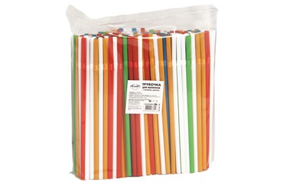 Трубочки для соков 5*240 мм с изгибом 250 шт ЦВЕТНЫЕ 32 уп. в кор. AVIORA НФ-00021386