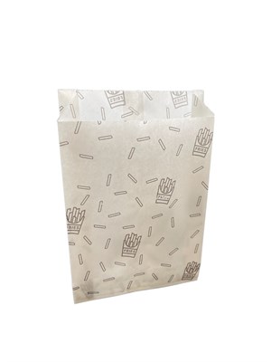 Бумажный пакет 110*30*170 мм для фри с рисунком "Картофель ФРИ" /100/3000/ НФ-00000666