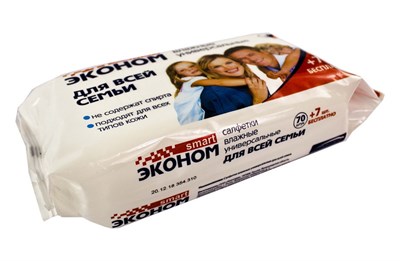 Влажные салфетки Смарт Эконом (77шт)  Для всей семьи (24уп) 12456