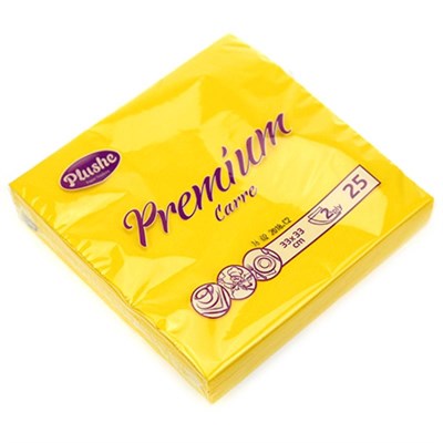 Салфетки 33х33 2-слойн. (PLUSHE) 25л/30уп  "Интенсив желтый" ЮГ НФ-00001877